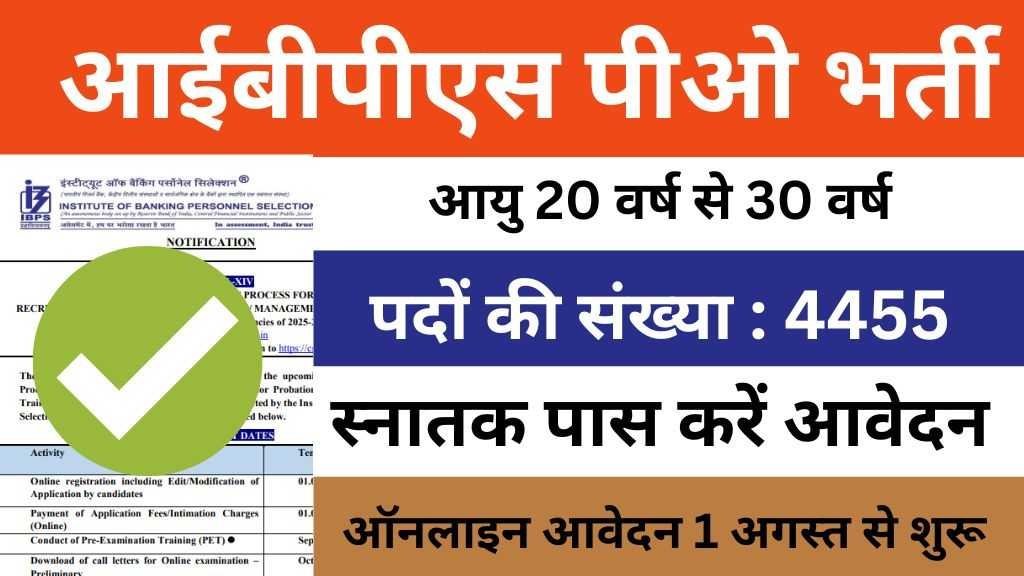 IBPS PO Recruitment : आईबीपीएस द्वारा पीओ के 4455 के पदों पर भर्ती का नोटिफिकेशन जारी