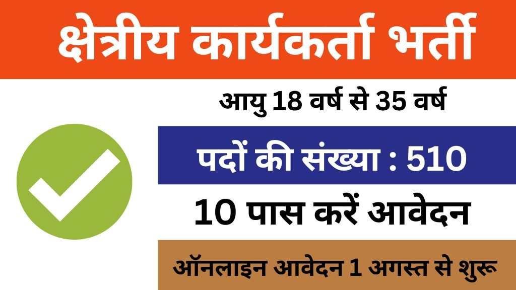 Regional worker Vacancy 2024 : क्षेत्रीय कार्यकर्ता के 510 पदों पर निकली भर्ती, दसवीं पास करें आवेदन